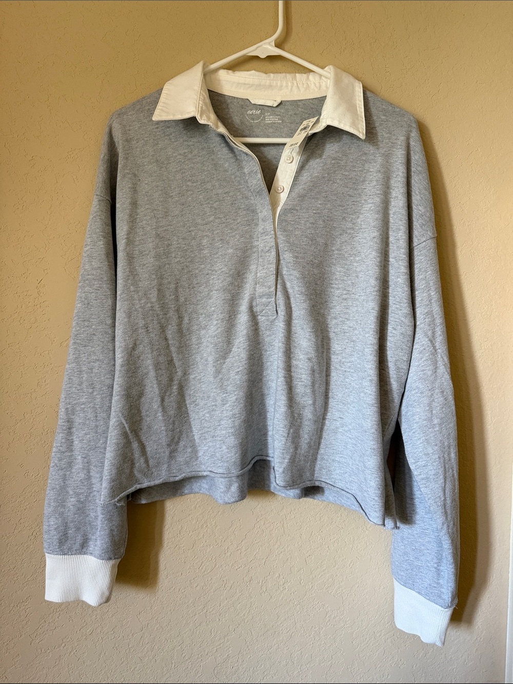 Aerie semi-cropped polo top